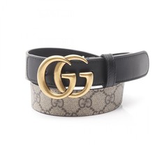 GUCCI Double G GG Supreme belt ceinture #70 leather PVC Beige Black Used