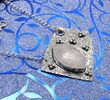 925 Sterling Silver Rose Quartz Gemstone Handmade Jewelry Necklace