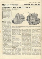 Perkins 4.108 Diesel Engine  Motor Trader Service Data No. 446 1966