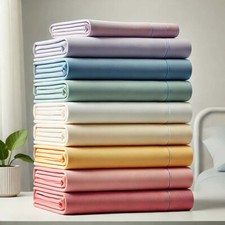 LOT DE 6 DRAPS HOUSSE -100% COTON 57-FILS - 2 PERSONNES - 180x200 cm
