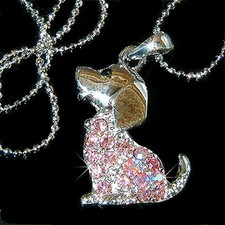Rose Beagle Chiot Chien Avec Cristal Swarovski Animaux Animal Collier Mignon