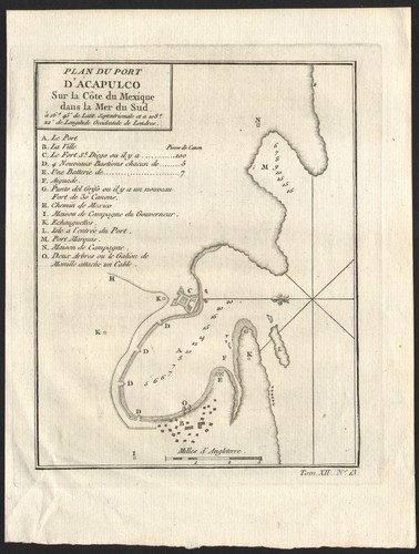1764 gravure plan port - plan, du