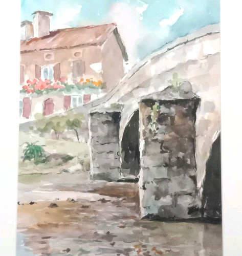 Aquarelle ville vue du - ville,