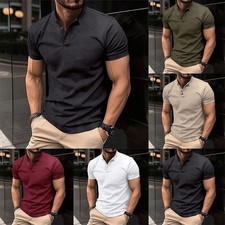 T-shirt élégant musclé fitness été décontracté collier chemises pour homm