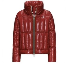 Kway Josephine Warm Shiny Quilted Duck Down Insulated Red Techno Jacket 7 Med 