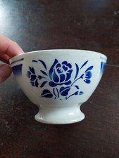 BOL ANCIEN TERRE DE FER BLEU A DECOR FLEURI DEBUT XXeS BON ETAT