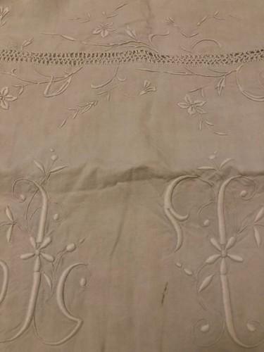 Paire draps brodés - brodés, en