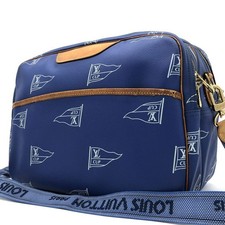 Louis Vuitton Shoulder Bag Leather V CUP Sac Cows Gold Hardware Blue Authentic