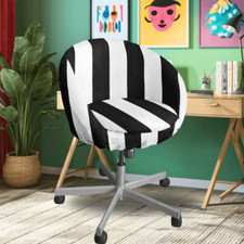 Black and White Cabana Stripe Slip Cover, Compatible with IKEA SKRUVSTA