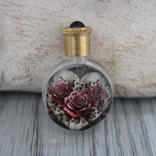 4cm high, empty perfume miniature, vintage heart decor, empty bottle
