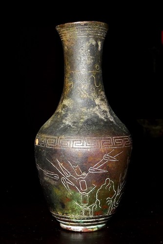 Vase bouteille bronze - bouteille,
