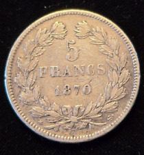 FRANCE - PIECE DE 5 FRANCS - ARGENT - TYPE CERES - SANS LEGENDE - 1870 A.