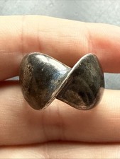 Ancienne Bague En Argent Massif 925 Jonc Alliance Anneaux Créateur noeud 