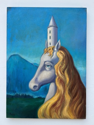 Tableau huile sur - , rené