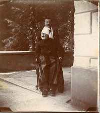 France, Chaumontel, Man in Wheelchair, 1895, Vintage Citrate Print Vinta