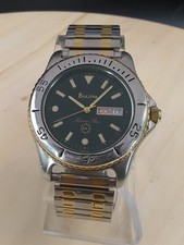 Bulova Marine Star Mens Quartz Watch Green Dial 98C28 T5 Analog Date - Runs