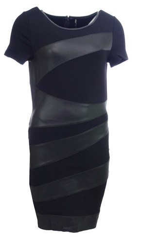 Robe noire stretch faux cuir