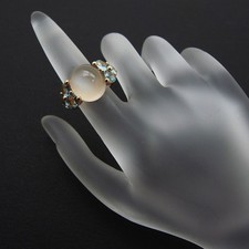 Bague cabochon en or rose 18 carats Pomellato Luna Moonstone Blue Topaz 6P US...