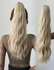 Postiche Queue De Cheval Synthétique Blond Clair Extension Femme Bouclé A Pince