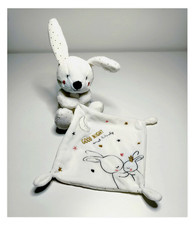 Doudou Plat Lapin Blanc Doré