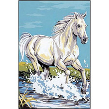 Kit canevas cheval blanc toile