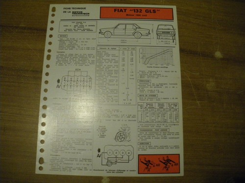 Fiche technique fiat 132 gls - fiche,