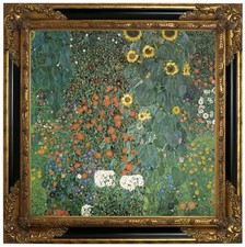 Klimt Farmer's garden with sunflowers 1907 Wood Framed Canvas Print Repro 19x19