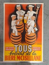 Ancienne affiche publicitaire tous boivent de la bière Mosellane de Bollaert