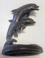Bronze Original Sculpture "Jumping Dolphins" Listed James Bottoms Signed 1984