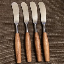 Dansk FJORD Butter Spreaders Teak Handle Stainless Steel Germany 6 5/8” Set of 4