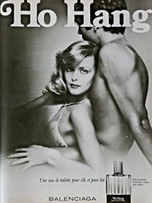 PUBLICITÉ DE PRESSE 1978 HO HANG BALENCIAGA EAU DE TOILETTE POUR ELLE ET LUI