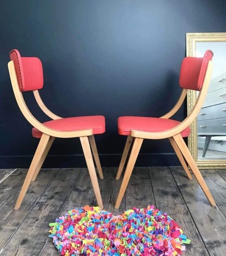 Paire chaises vintage bois - de,