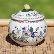 Gien Horn of Plenty Apple Fruit Earthenware Sugar Bowl 1930s