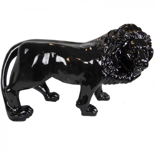 Statue lion résine noir - statue, en