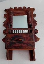 Antique wooden barber wall mirror early 20th century 