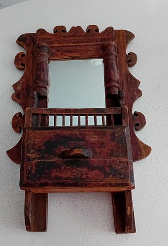 Miroir ancien mural bois - miroir, en