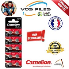 Piles AG10 LR54 LR1130 189 389 390 SR54 SR1130W Alcaline 1,5V 80 mAh Camelion