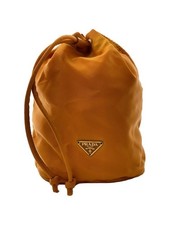 Prada Nylon ORN Drawstring Sack Bag, Orange, Used
