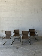 Lot of 4 Matteo Grassi Design Chairs - Leather & Chrome - Vintage Italian