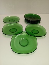 6 Soucoupes Assiettes Vintage VERRECO Vert Émeraude Vereco Rétro Années 60 70