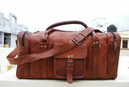 Sac duffle cuir marron - cuir,