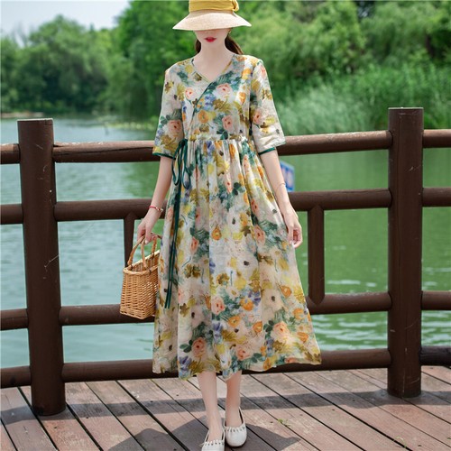 Femme décontracté robe lin - femme,