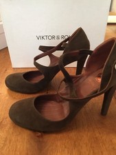 Escarpins neufs, Viktor & Rolf, daim marron vert, taille 36
