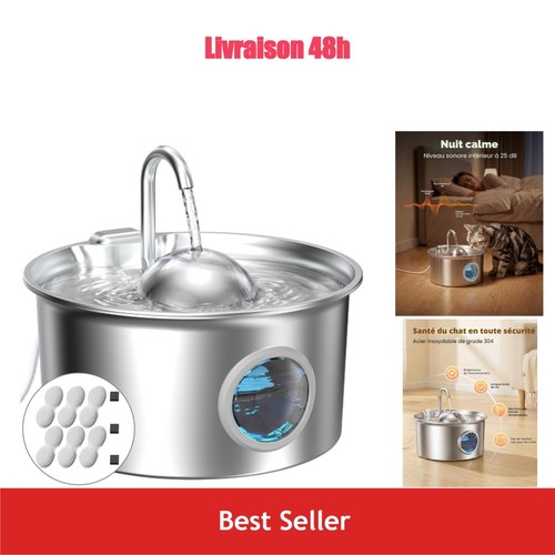 Fontaine eau pour chat inox - fontaine,