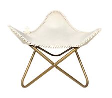 Ottoman En Cuir Blanc Fait Main Indien - Pouf Triangulaire Pour Le Salon PL2-108