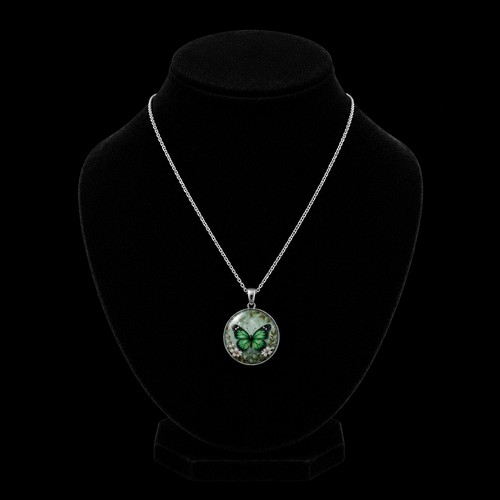 Collier papillon vert fait - collier,