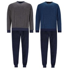 Hajo Homme Pyjama 2-tlg. Lot - Long, Garniture, Col En V, Éponge, Coton