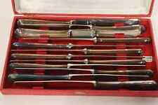 Set of 12 knives silver metal handles stainless blades Devouge and Dupont