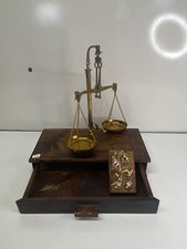 Antique pharmacy scale, apothecary jeweler complete wooden box