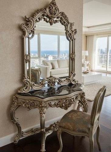Console doré style louis - console,